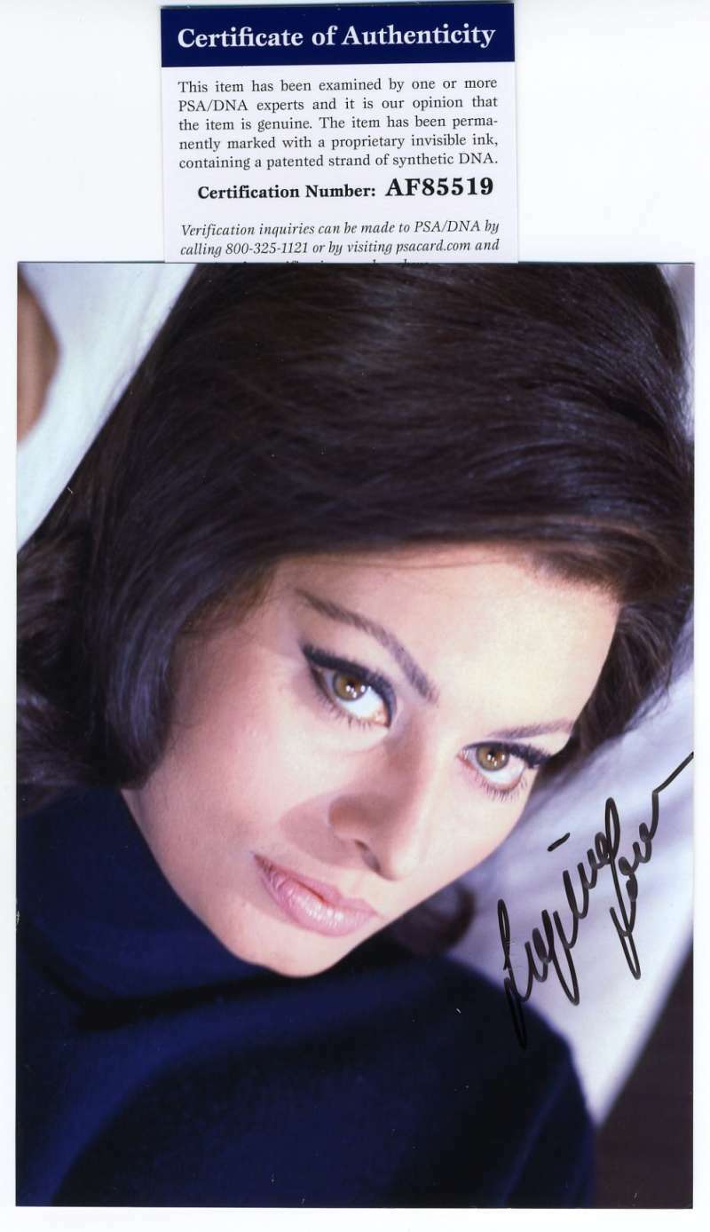 Sophia Loren Psa Dna Coa Autograph 5x7 Photo Hand Signed