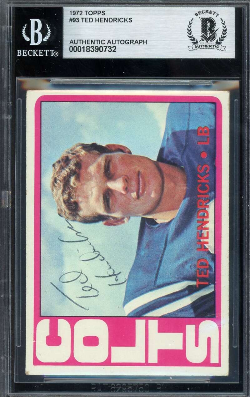 Ted Hendricks Beckett BAS Vintage Signed 1972 Topps Rookie Autograph