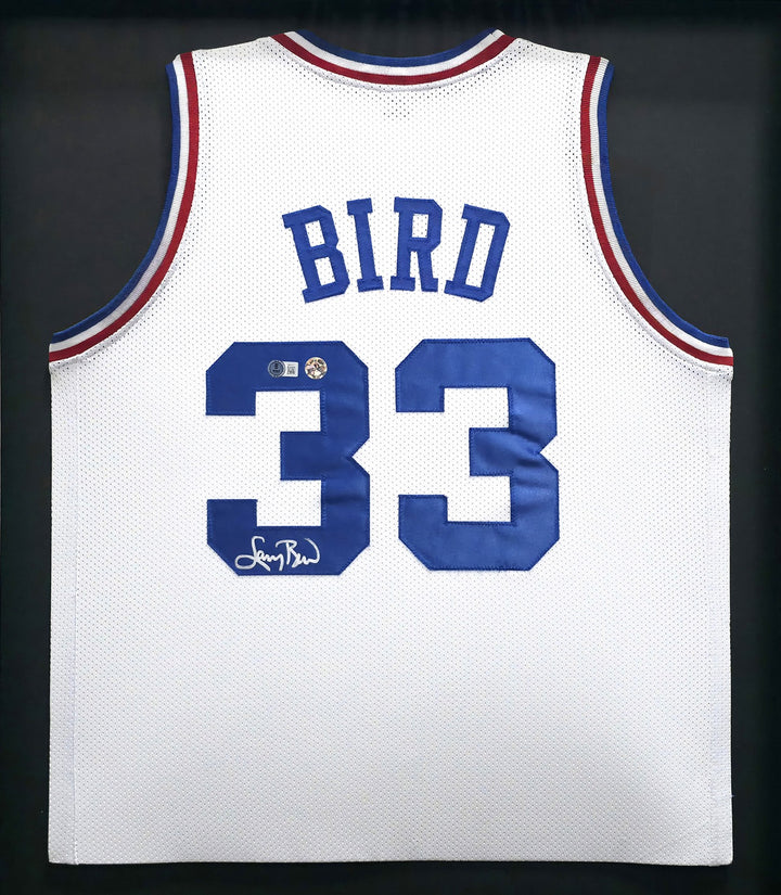 Team USA Basketball Larry Bird Signed Framed White All Star Jersey BAS Witness