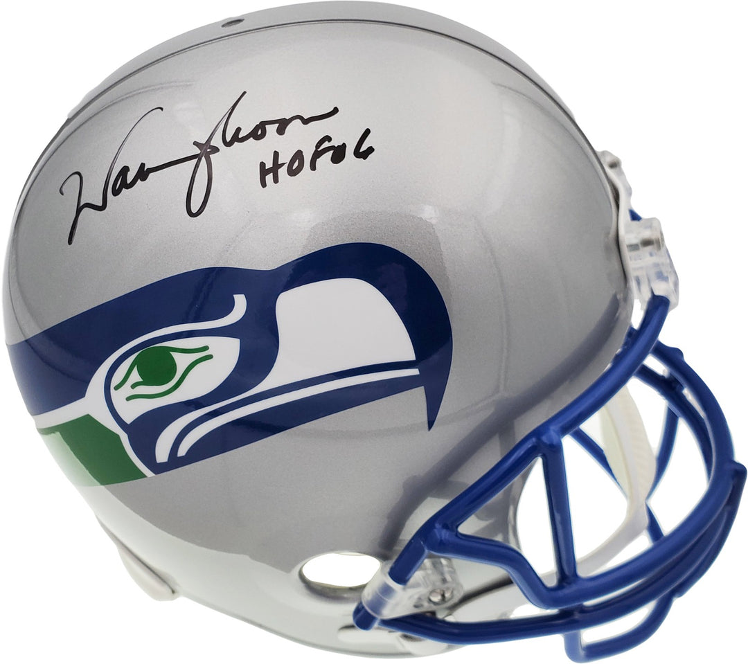 Warren Moon Auto Seahawks Full Size Gray Rep Throwback Helmet HOF 06 MCS Holo