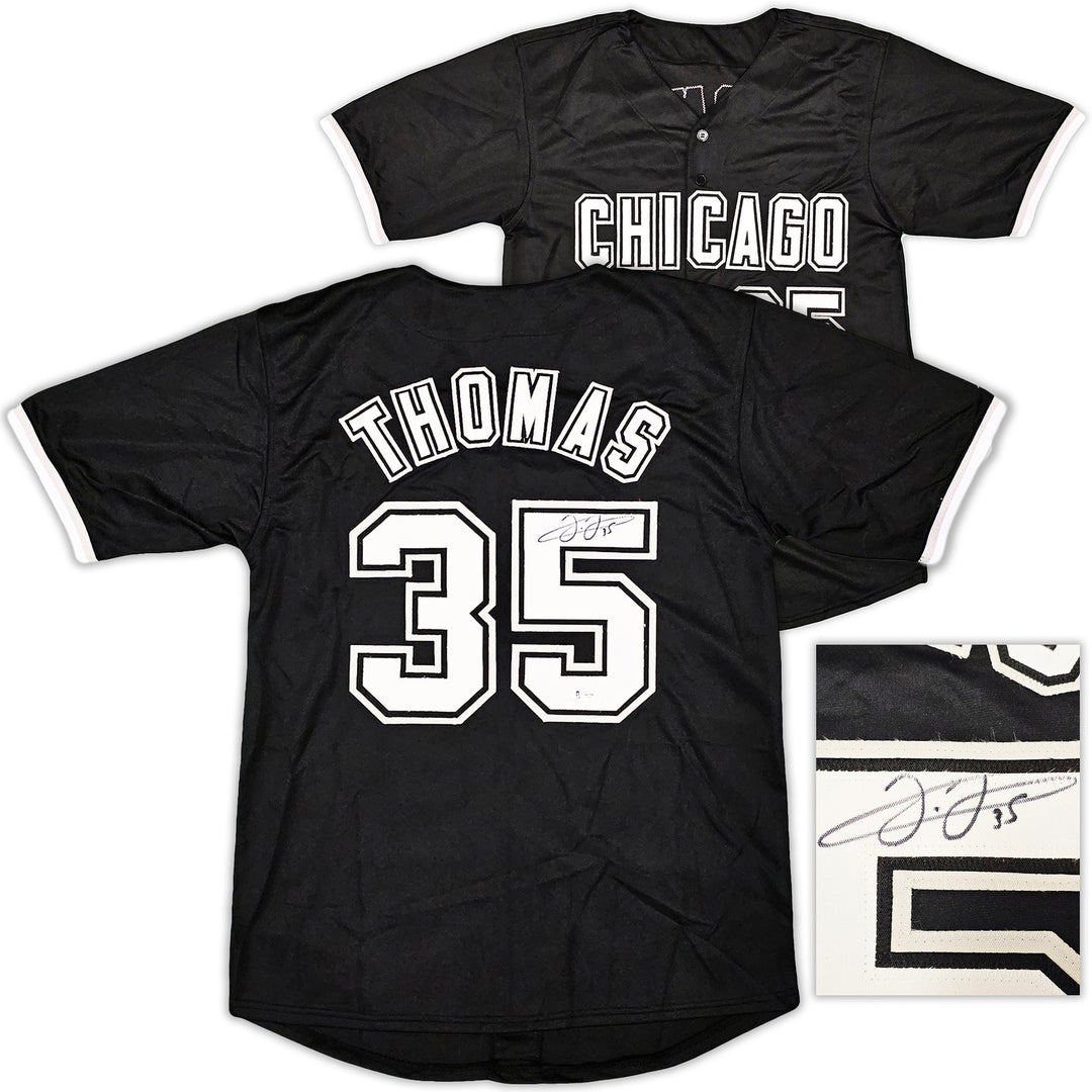Chicago White Sox Frank Thomas Signed Black Jersey Beckett BAS