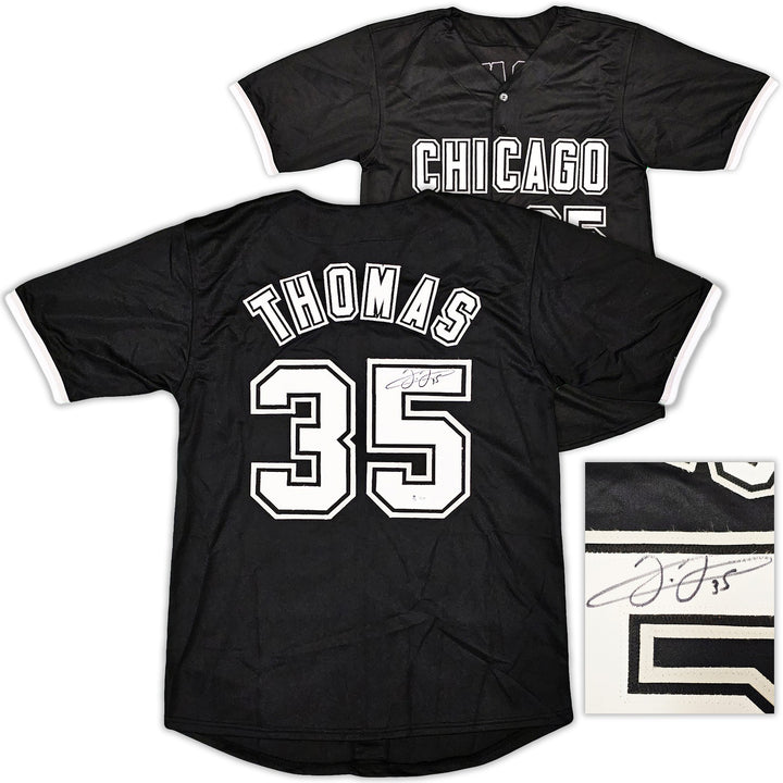 Chicago White Sox Frank Thomas Signed Black Jersey Beckett BAS