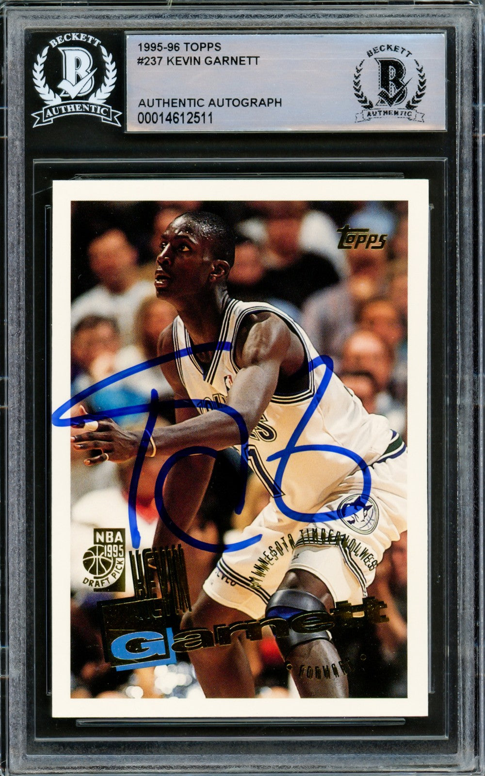 Kevin Garnett Signed 1995-96 Topps RC 237 Minnesota Timberwolves Beckett