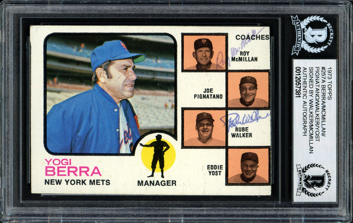Al "Rube" Walker & Roy McMillan Signed 1973 Topps Card #257 Mets Beckett