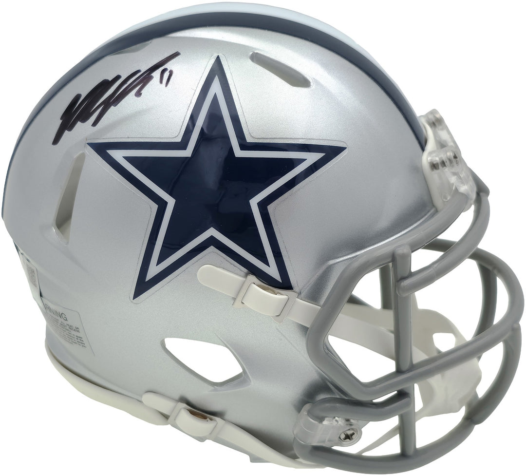 Micah Parson Signed Dallas Cowboys Silver Speed Mini Helmet Fanatics Holo