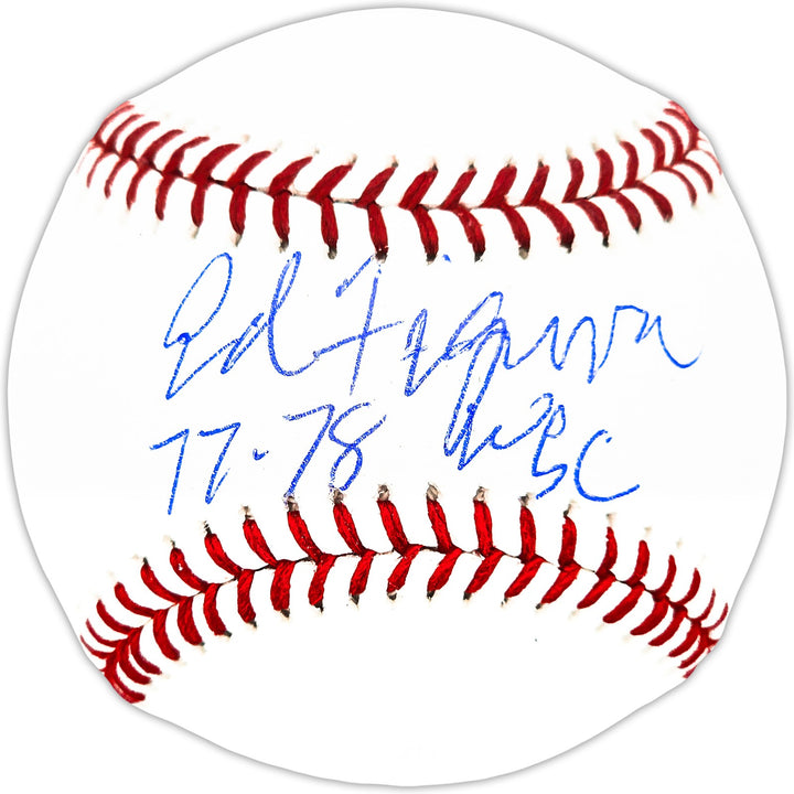 Ed Figueroa Signed Official MLB Baseball Yankees "77 & 78 WSC" Beckett Witness