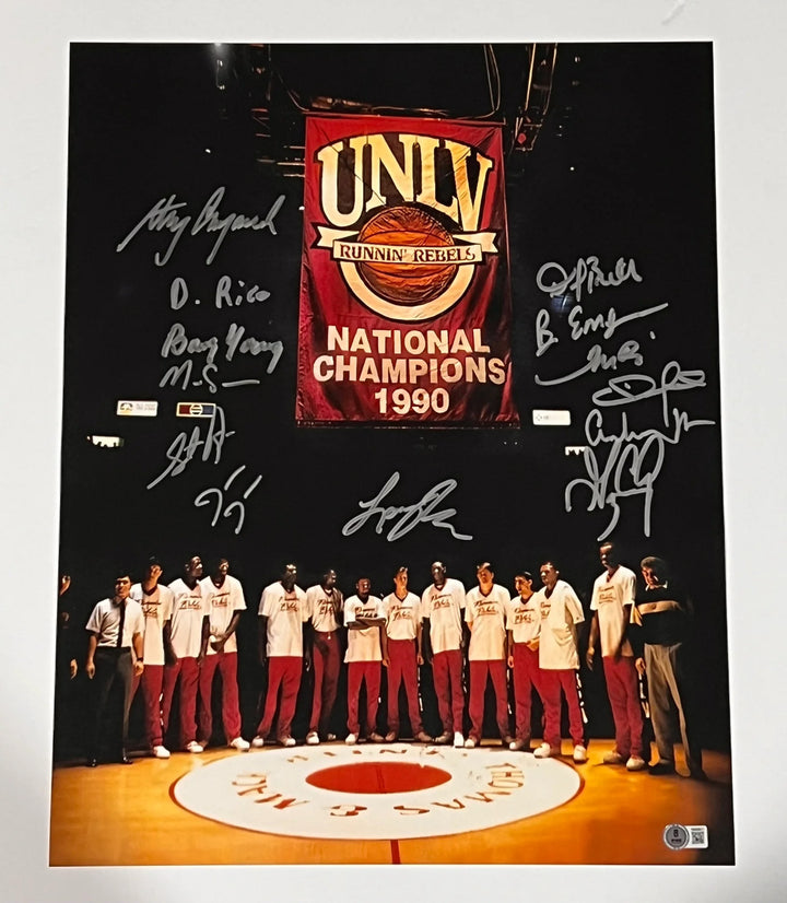 Larry Johnson Stacey Augmon UNLV Rebels Signed 16x20 Photo BAS
