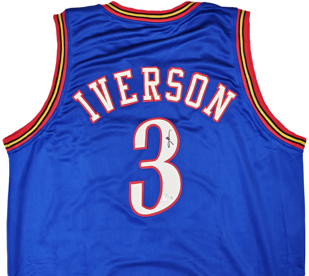 Philadelphia 76ers Allen Iverson Signed Blue Jersey Beckett Witness
