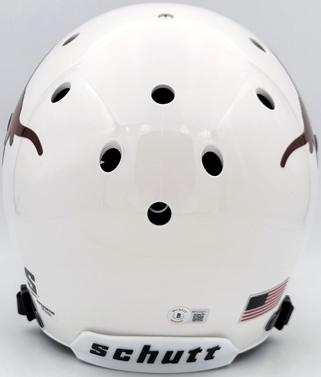 Quinn Ewers Auto Texas Longhorns White Schutt Full Size Authentic Helmet Beckett