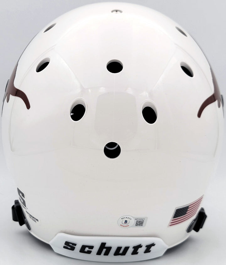 Quinn Ewers Auto Texas Longhorns White Schutt Full Size Authentic Helmet Beckett