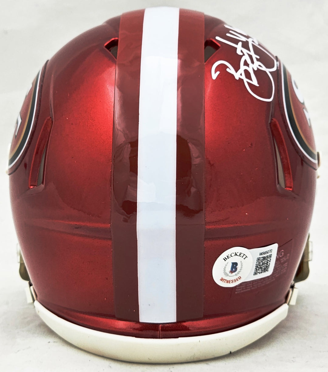 Bryant Young Auto Signed 49ers Flash Red Speed Mini Helmet "HOF 22" Beckett Wit