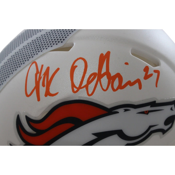 JK Dobbins Autogrraphed/Signed Denver Broncos 24 Alt Mini Helmet JSA 57175