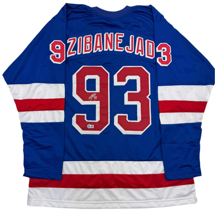 Autographed/Signed Mika Zibanejad New York Blue Hockey Jersey Beckett BAS COA