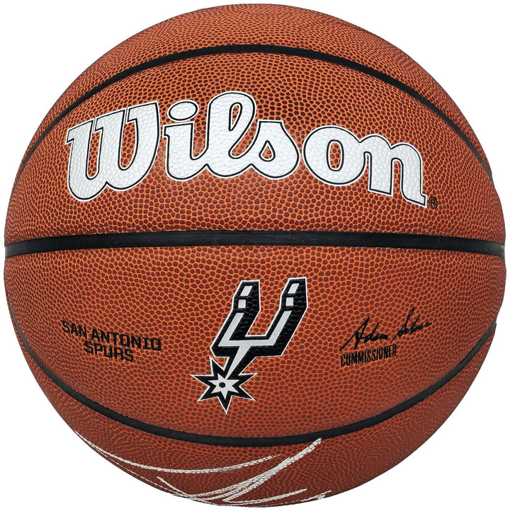 Tony Parker Signed Authentic Leather Spurs Logo Basketball Spurs Beckett Witness