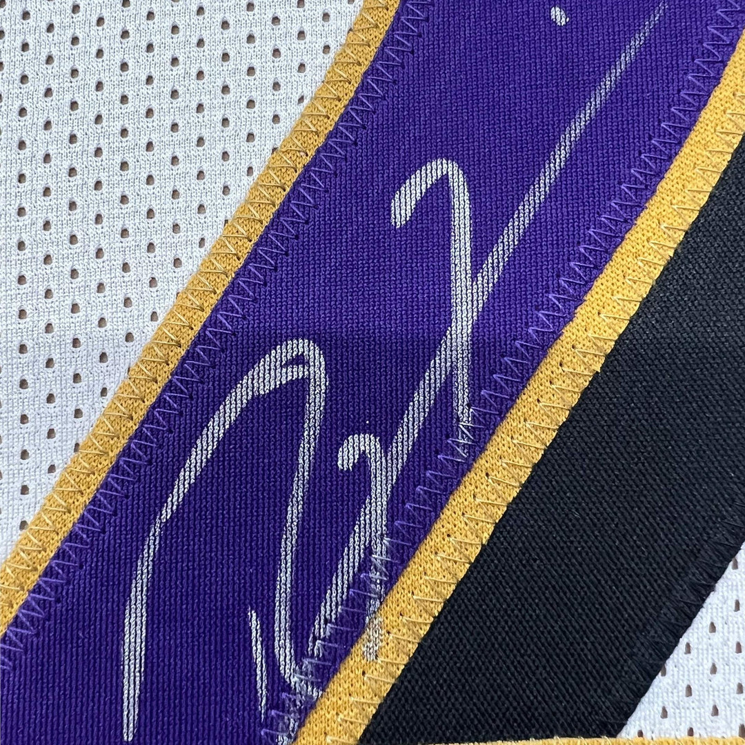 FRAMED Autographed/Signed RAY LEWIS 33x42 Baltimore White Jersey JSA COA Auto
