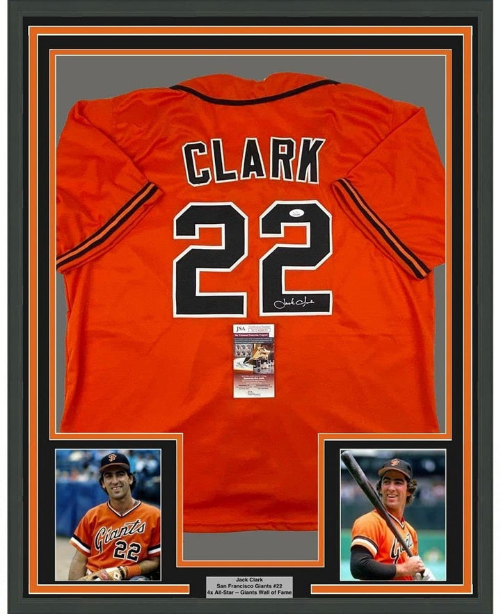 FRAMED Signed JACK CLARK 35x39 San Francisco Orange Jersey JSA COA