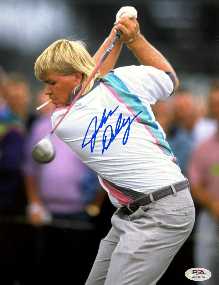 John Daly Signed In Blue 8x10 PGA Golf Smoking Photo PSA/DNA