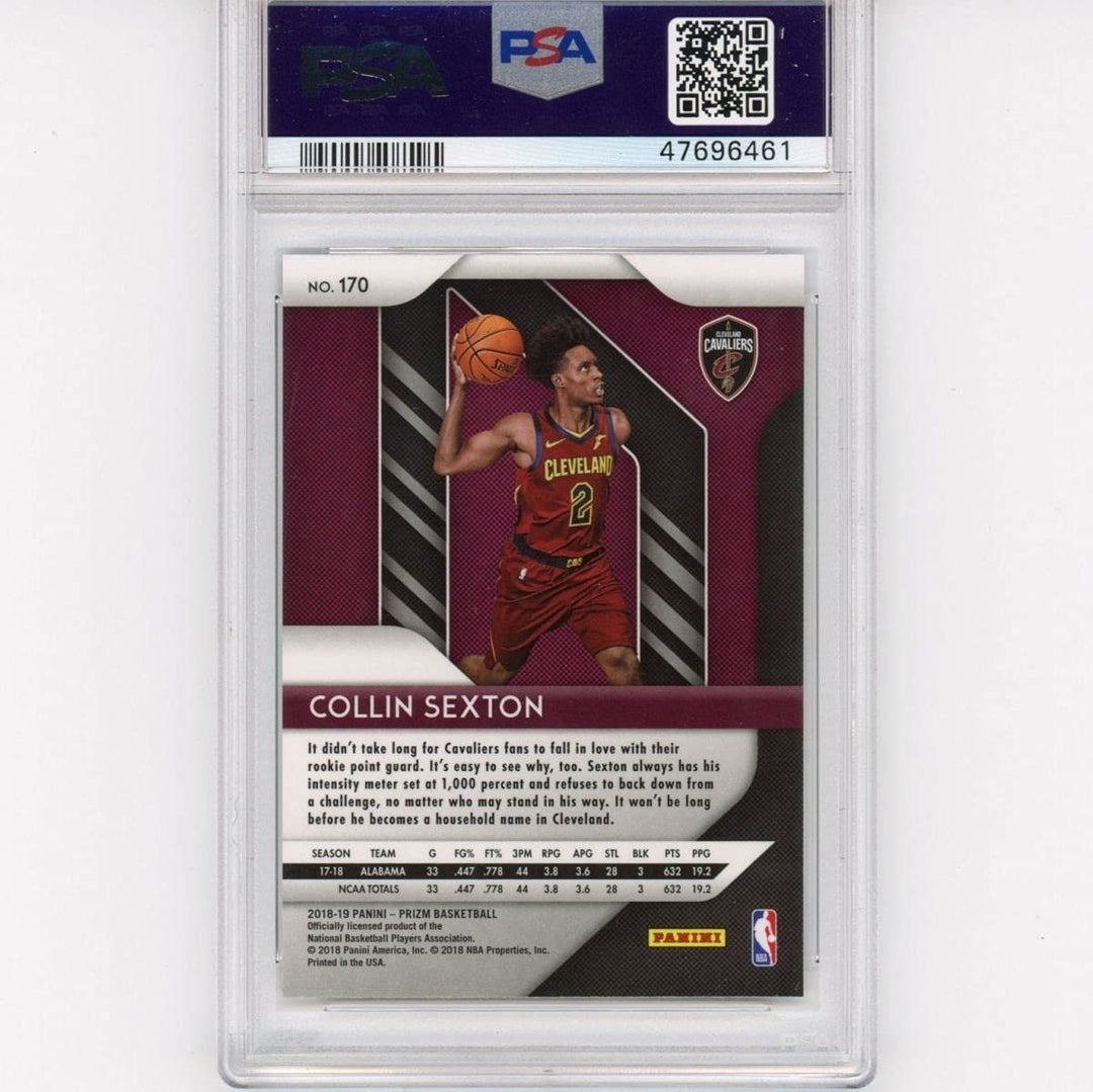 Graded 2018-19 Panini Prizm COLLIN SEXTON #170 Rookie RC Card PSA 10