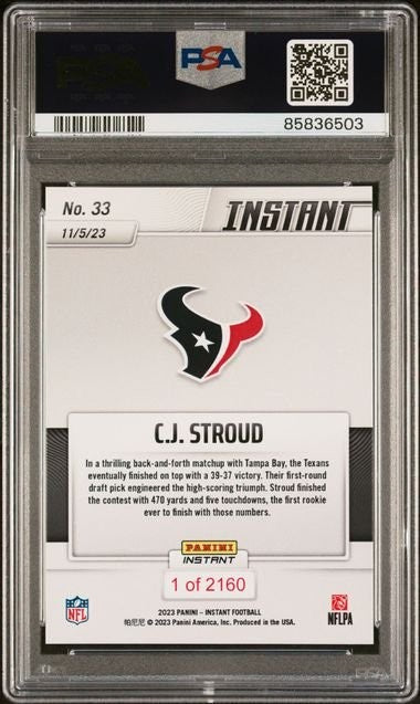 Graded 2023 Panini Instant C.J. Stroud #33 Rookie RC Card PSA 10 Gem