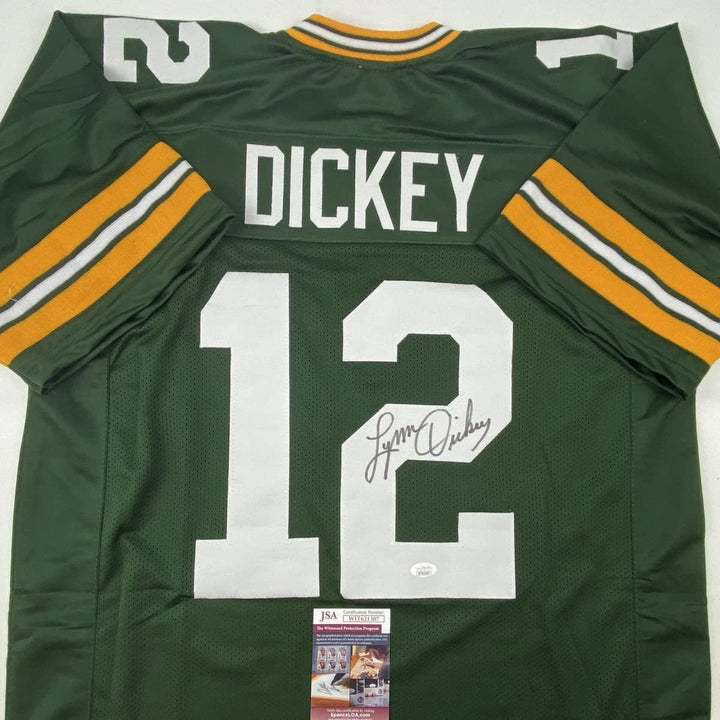 Autographed/Signed LYNN DICKEY Green Bay Green Football Jersey JSA COA Auto