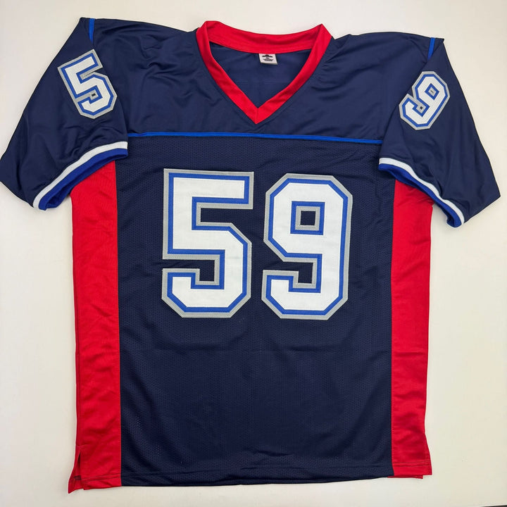Autographed/Signed London Fletcher Buffalo Blue Football Jersey Beckett COA