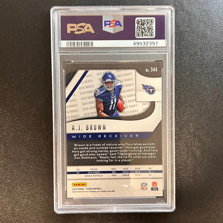 2019 Panini Prizm #344 AJ Brown Card PSA GEM MT 10 Slabbed Titans RC