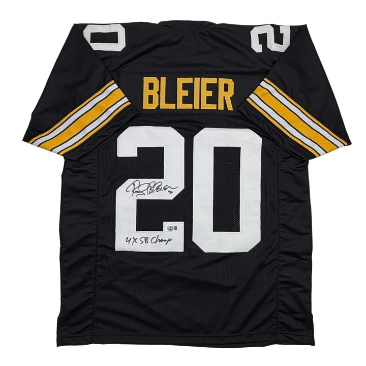Signed ROCKY BLEIER 4x SB Champ Black Pittsburgh Jersey JSA COA Auto