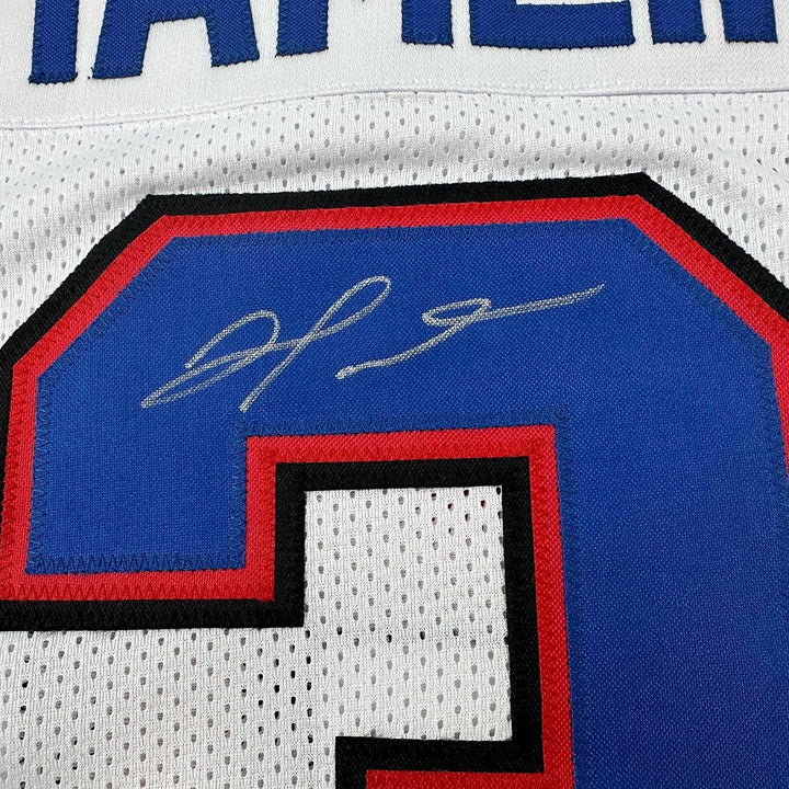 Framed Autographed/Signed Damar Hamlin 33x42 Buffalo White Jersey BAS COA