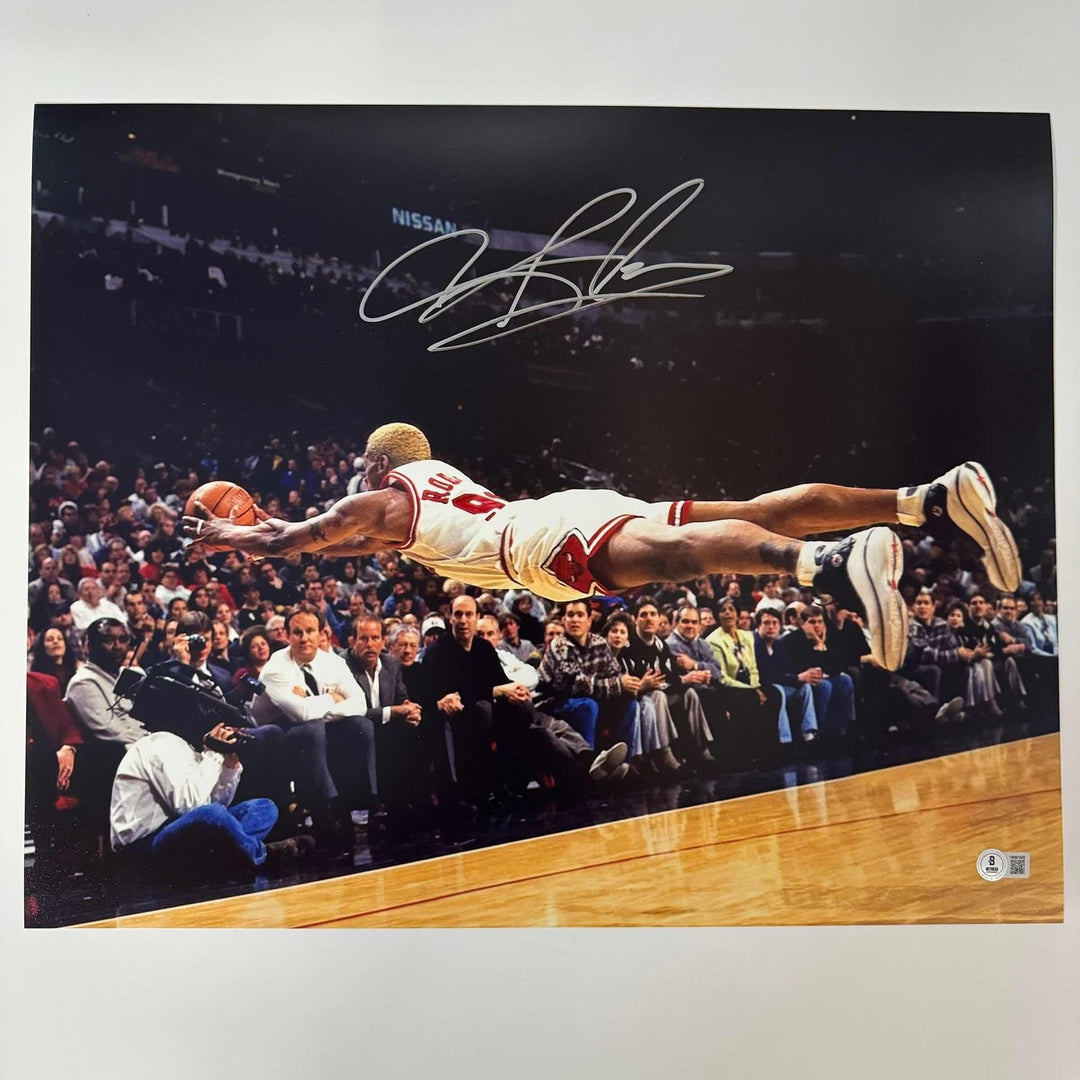 Autographed/Signed Dennis Rodman Chicago Bulls 16x20 Photo BAS COA