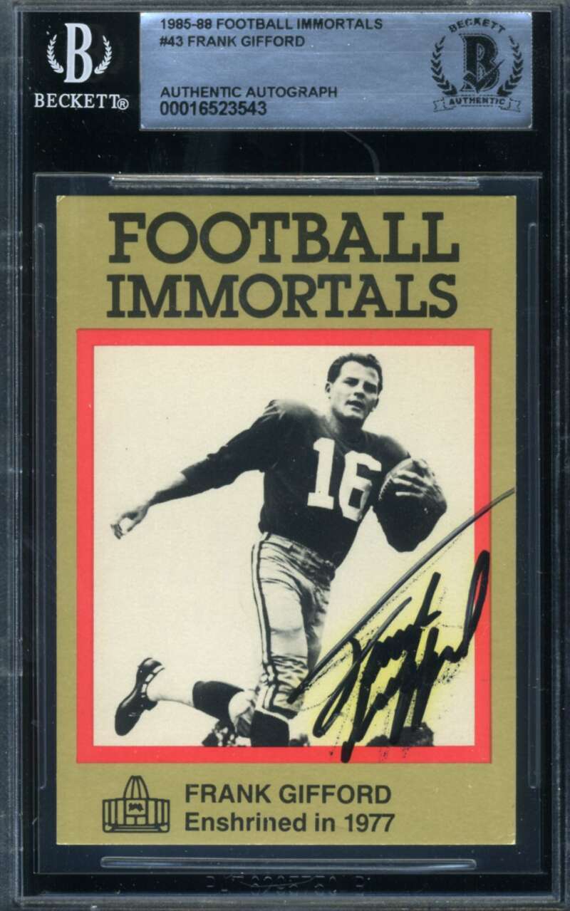 Frank Gifford Beckett BAS Signed 1985-86 Football Immortals Autograph