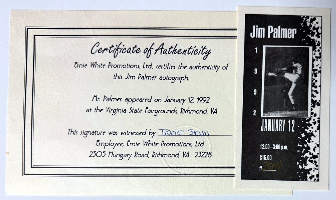 Jim Palmer signed Orioles Hall of Fame Induction Day 8x10 Photo Framed-COA/3X CY