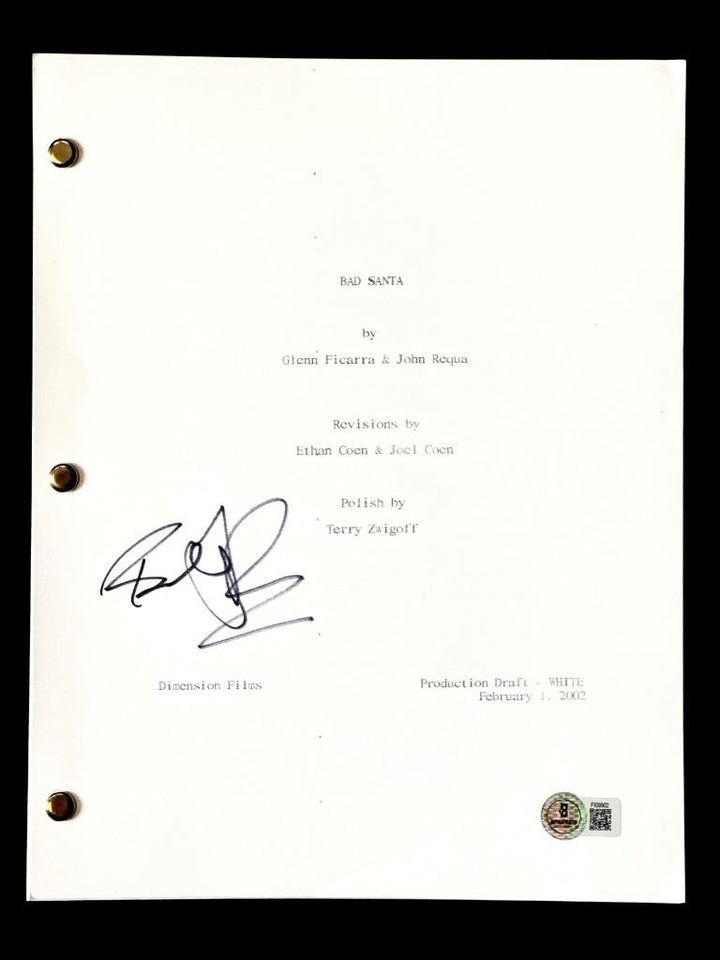Billy Bob Thornton signed Bad Santa full movie script autograph (C) Beckett BAS