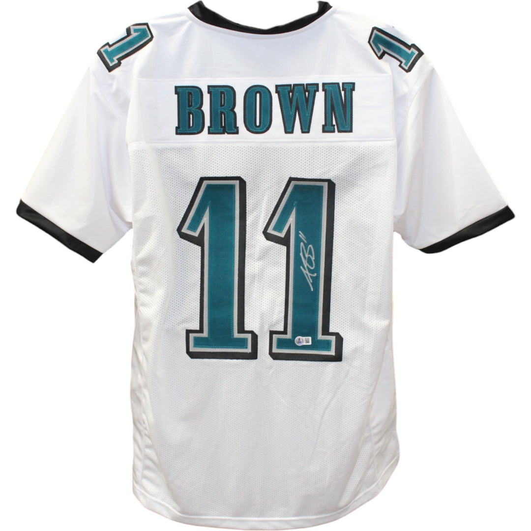 AJ Brown Autographed/Signed Pro Style XL White Jersey Beckett Witness 49809