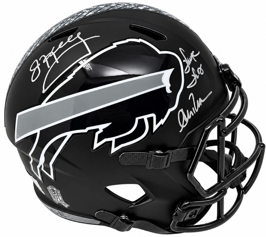 Jim Kelly Thomas Reed Signed Bills FS Salute To Service Replica Helmet JSA QR