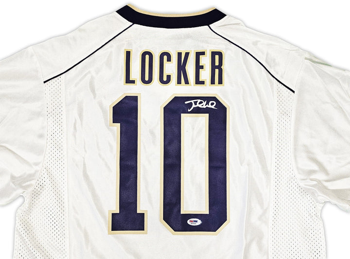 Washington Huskies Jake Locker Signed White Nike Jersey Size L PSA/DNA