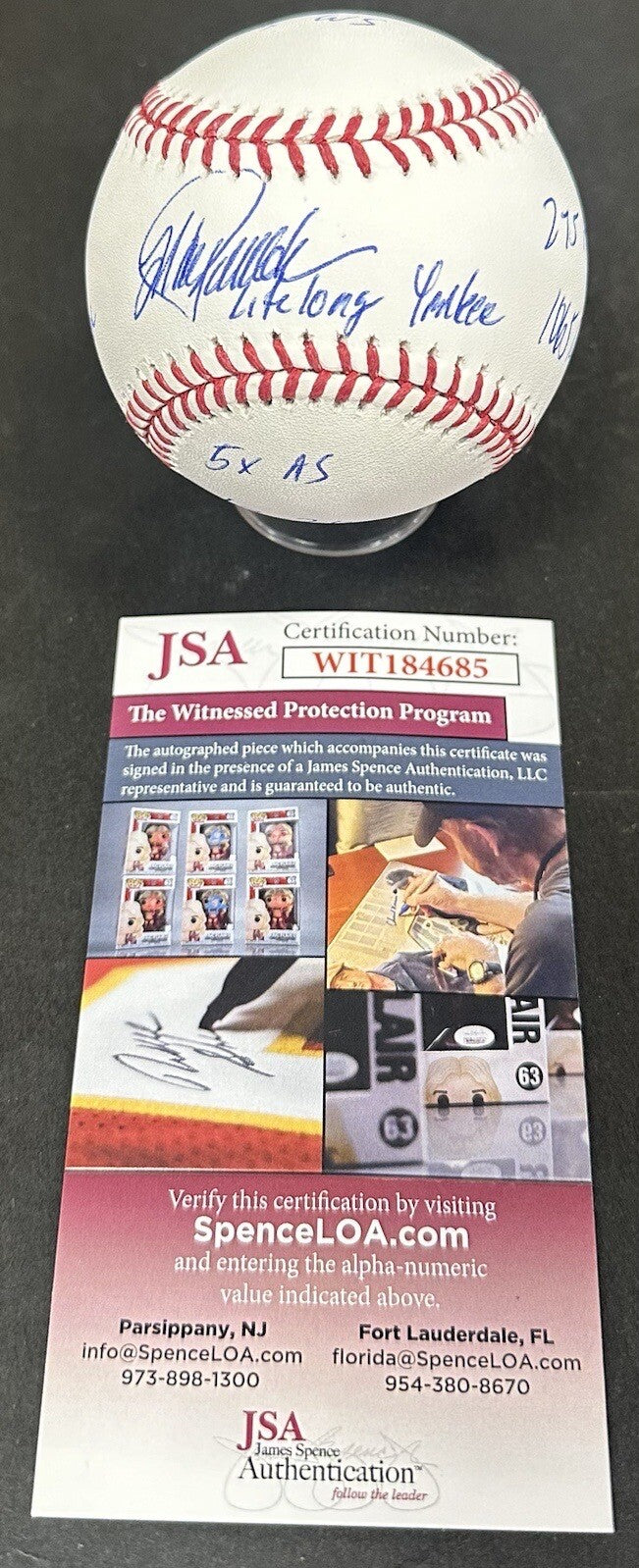 Jorge Posada Signed MLB 6 Career Stat Baseball LE /20 NY Yankees Auto JSA COA