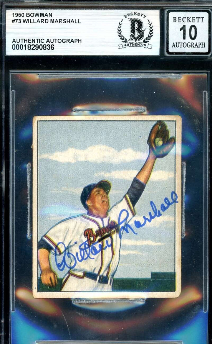 Willard Marshall Gem Mint 10 Beckett BAS Signed 1950 Bowman Autographed