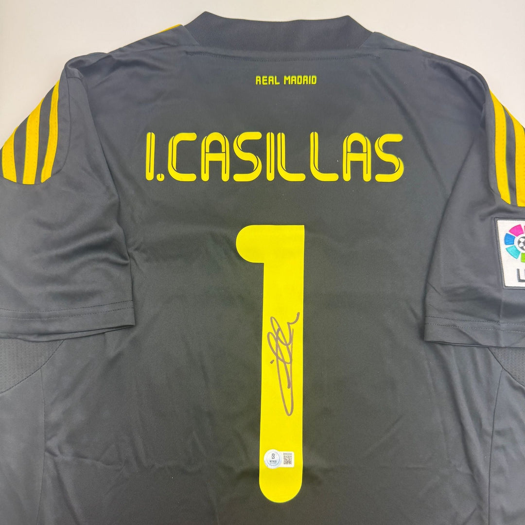 Autographed/Signed Iker Casillas Real Madrid Black Soccer Jersey BAS COA