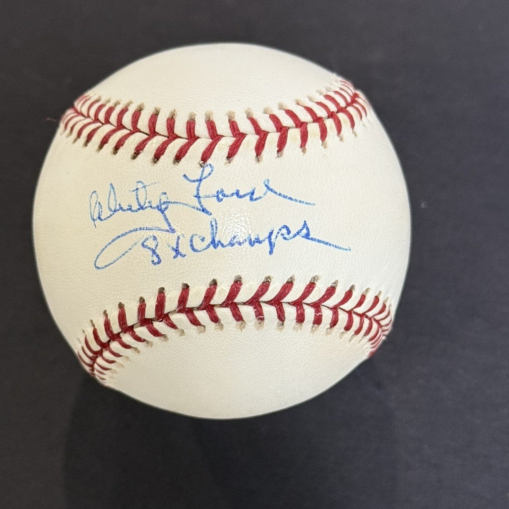 Whitey Ford Yankees Signed Official Baseball 8x Ws Champs Auto Mlb & Mounted Coa