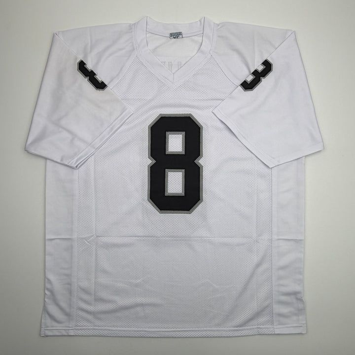 Autographed/Signed Ray Guy HOF Oakland Las Vegas White Football Jersey JSA COA