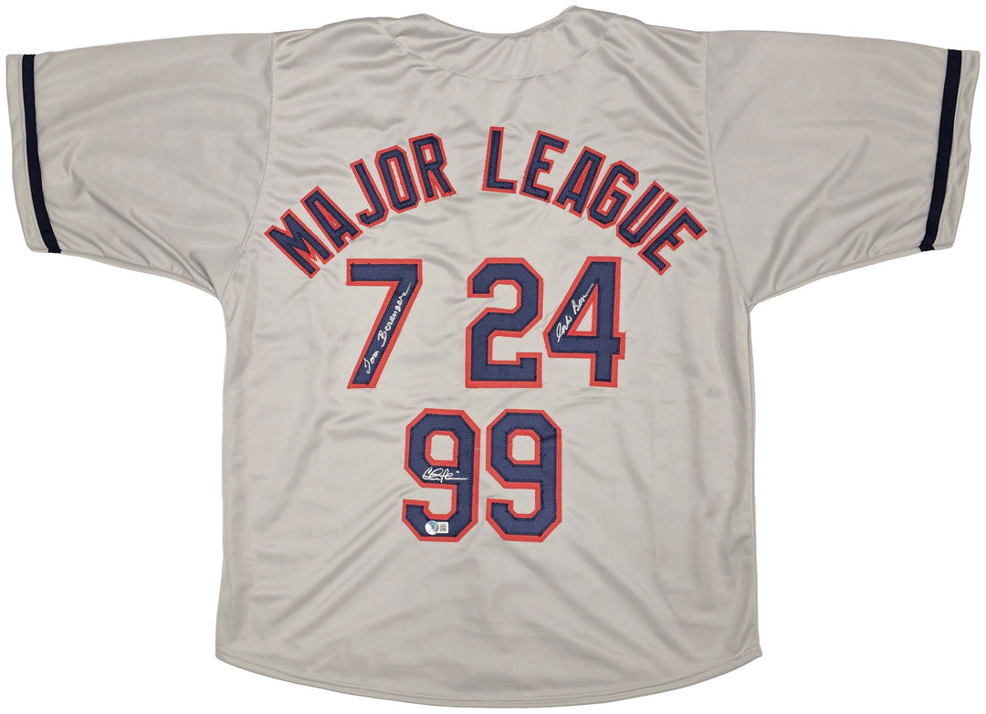 Major League Charlie Sheen Corbin Bernsen Tom Berenger Auto Gray Jersey Beckett