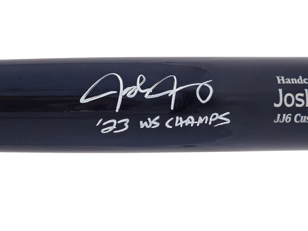 Josh Jung Auto Navy/Grey Marucci Player Model Bat Rangers "23 WS Champs" Beckett