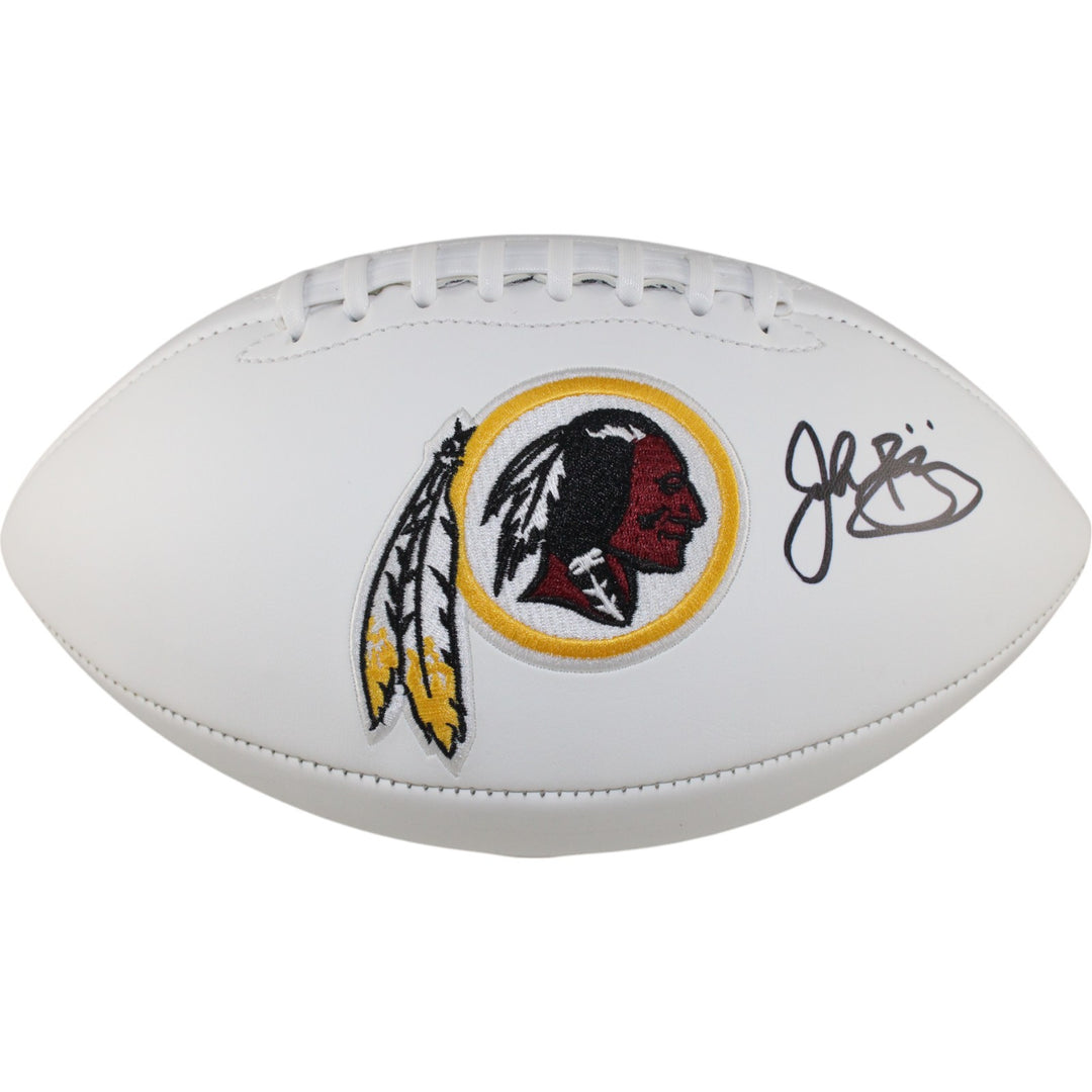 John Riggins Autographed Washington Redskins Logo Football Beckett Witness 49314