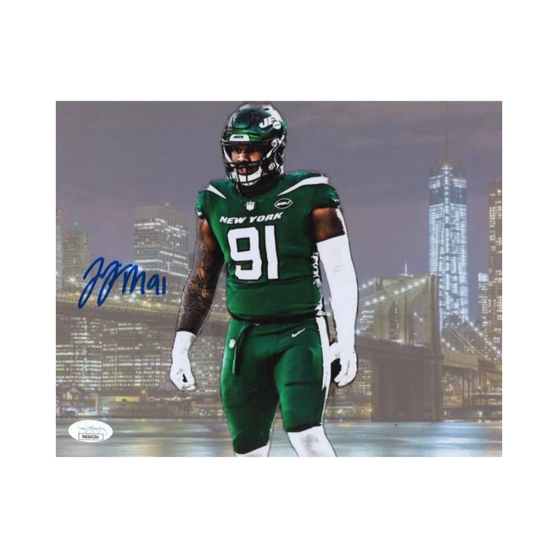 John Franklin-Myers New York Jets Autographed Signed NYC Skyline 8x10 Photo (JSA)