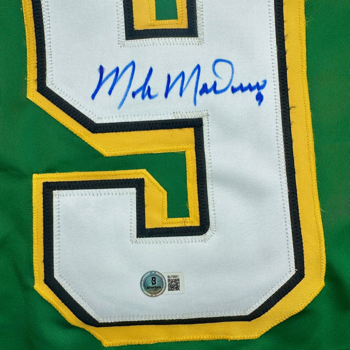 Autographed/Signed Mike Modano HOF 2014 Minnesota Green Jersey Beckett COA