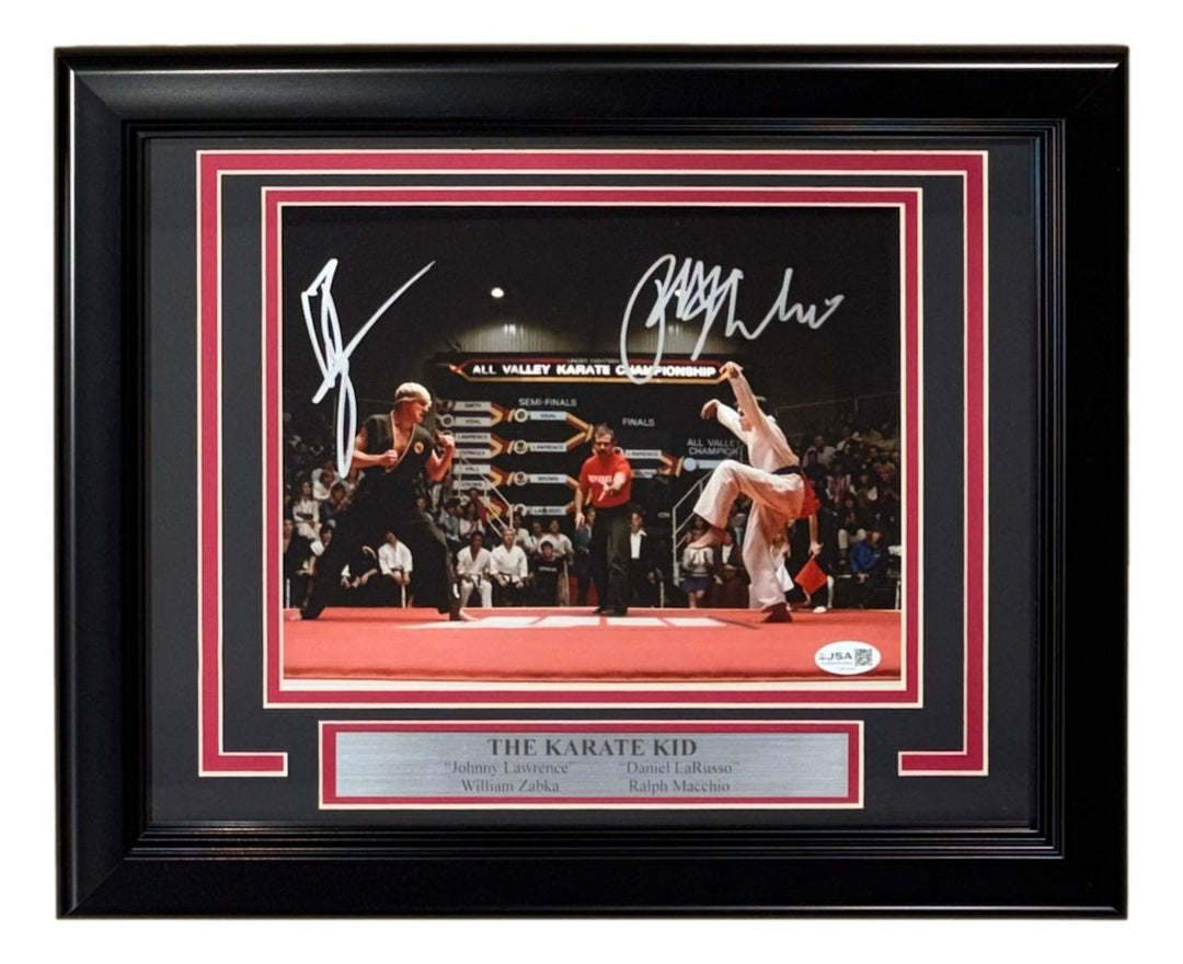 Ralph Macchio William Zabka Signed Framed 8x10 Karate Kid Face Off Photo JSA