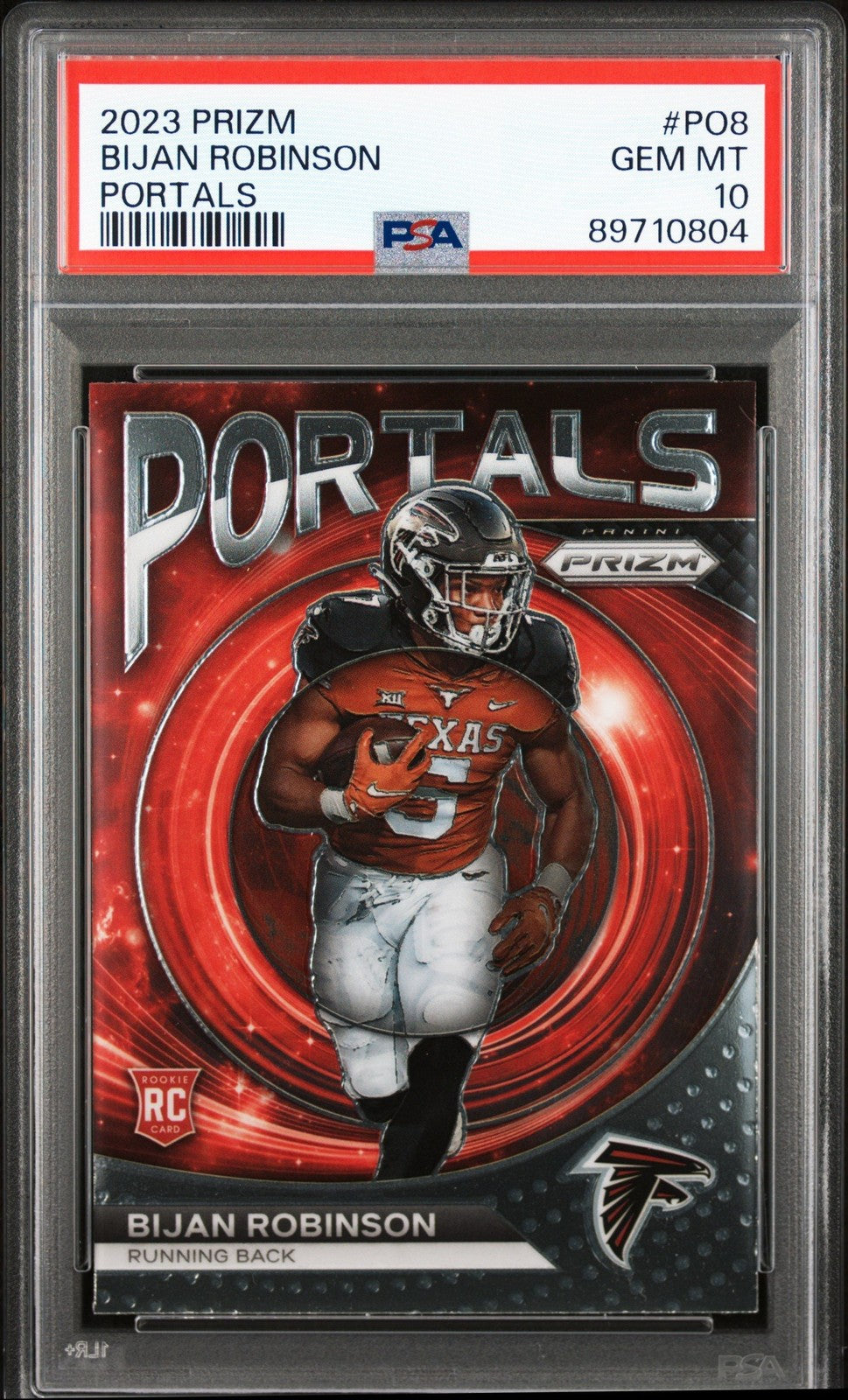 Graded 2023 Panini Prizm Bijan Robinson #PO8 Portals Rookie Card PSA 10