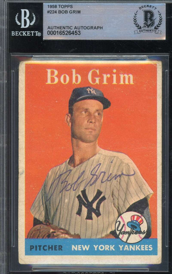 Bob Grim Beckett BAS Signed 1958 Topps Autograph 1