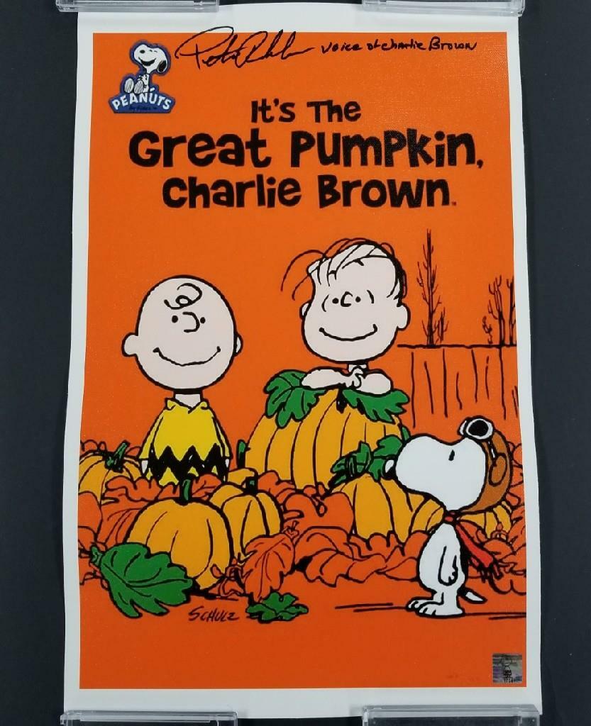 Peter Robbins signed 11x17 Canvas Photo Pumpkin Voice of Charlie Brown ~ Holo