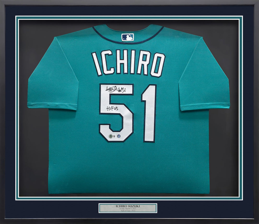 Mariners Ichiro Suzuki Signed Teal Nike Jersey IS Holo & "HOF 25" BAS Witness